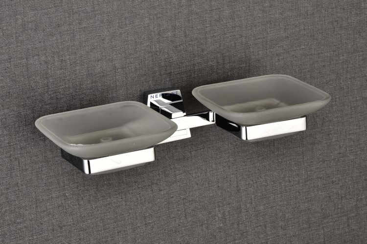 Brass Double Soap Dish (Glass)